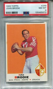 1969 Topps #249 John Brodie PSA 8 NM-MT San Francisco 49ers - Foto 1 di 2