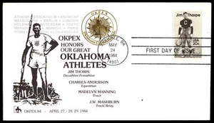 1984 Jim Thorpe FDC Honors Our Great Oklahoma Athletes OKPEX Cachet - Picture 1 of 2
