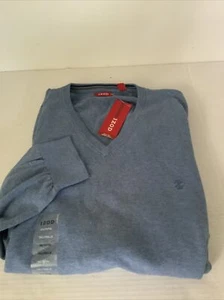 Maglione uomo IZOD blu morbido cotone scollo a V taglia XXL alto NUOVO - Foto 1 di 5