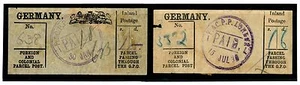 GB QV Parcel Post Labels{2} Foreign Colonial GERMANY 1895+ {samwells-covers}1473 - Picture 1 of 2