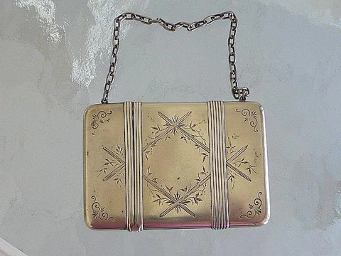 Victorian Aesthetic Whiting Sterling Silver Card Vesta Case Handle Design Purse Cover