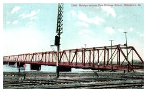 Brücke über DES MOINES RIVER Ottumwa, Iowa IA Eisenbahn - Postkarte - Bild 1 von 2