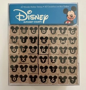Disney Mickey Mouse Alphabet Stamps Wooden Rubber 42 Stamp Set NEW - Picture 1 of 4