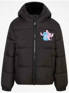 Abrigo Chaqueta acolchada Lilo Stitch Abrigo negro Disney’s Stitch & Angel Abrigo escolar - Imagen 1 de 3