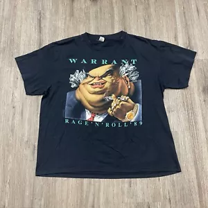Vintage 1988 Warrant Rage N Roll Concert Tour 80s Band T Shirt Single Stitch XL - Picture 1 of 7