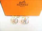 Authentic HERMES H Motif Sterling Silver Ag925 Cufflinks Cuffs #8177