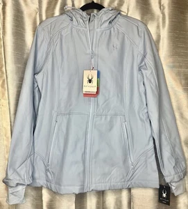 SPYDER Women’s Ash Blue Large Snow Jacket With Hood Full Zip NWT - Picture 1 of 4