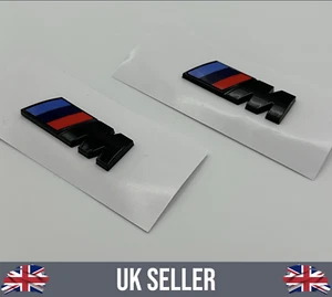 BMW Gloss Black M Fender / Wing Badges 45mm x 15mm OEM Fits 1 2 3 4 5 Series - Picture 1 of 3