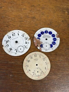 Lot Antique Pocket Watch Faces -  Ingersoll Junior - Punctual - Railroad - Picture 1 of 9