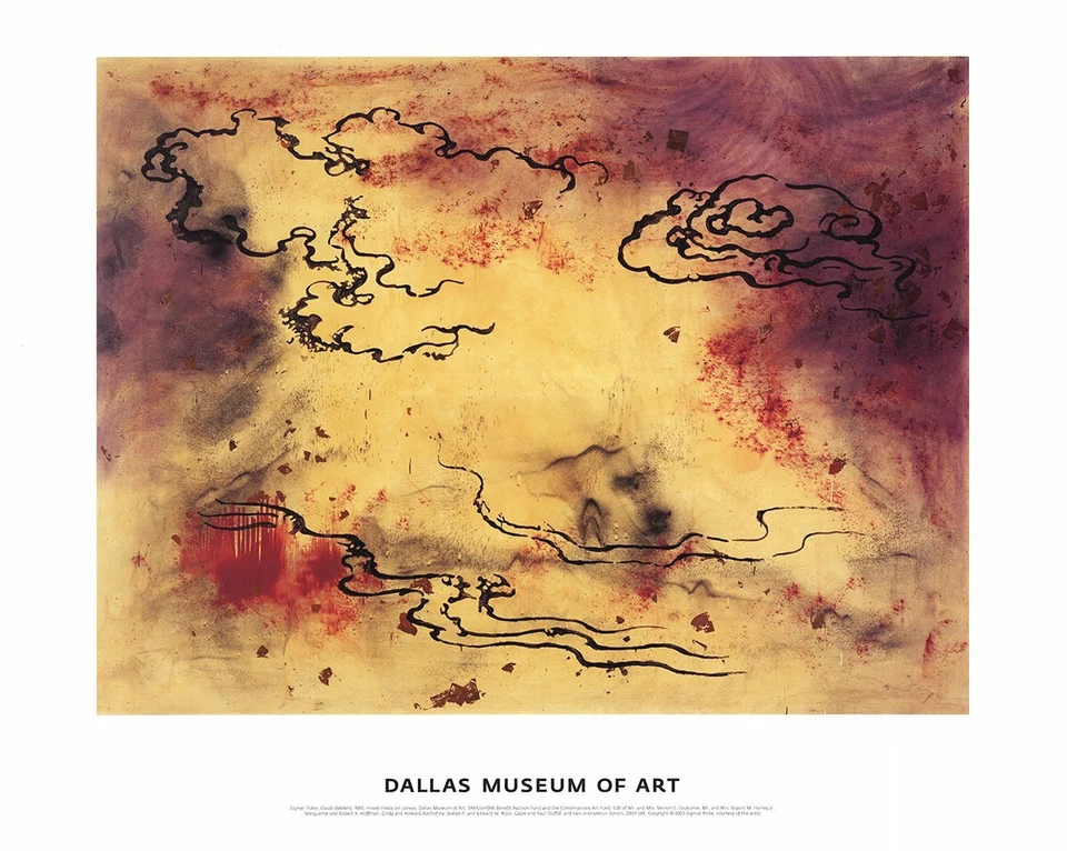 SIGMAR POLKE Clouds 24" x 30" Poster 2003 Expressionism Red, Purple, Yellow - Image 1 of 1