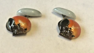 VINTAGE SAMURI PORCELAIN CUFF LINKS - Picture 1 of 2
