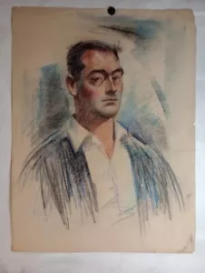 1930s Color pastel drawing of Handsome Man Gay interest - Picture 1 of 6