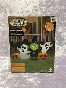 7' Airblown Inflatable Witch Ghost Pumpkin Friends LIGHTS UP Halloween - Picture 1 of 2