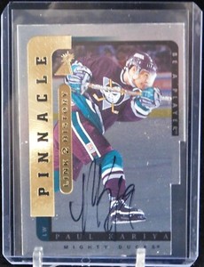 Paul Kariya Anaheim Ducks Signed 1996-97 Pinnacle Be A Player Silver Card LTH-6B