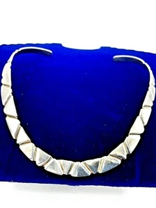 Sterling Silver Choker Collar Necklace connecting triangles design Taxco 925 - Picture 1 of 5
