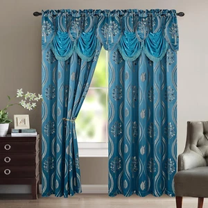 Luxurious Beautiful Curtain Panel Set with Attached Valance and Backing - Picture 1 of 12