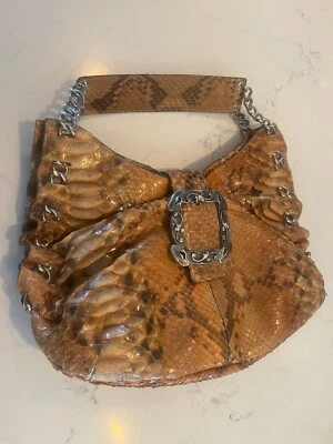 BOLSO DE MANO DESMO BORSA PITONE CUERO GENUINO Y PITÓN CASTAÑO USADO Foto 1 de 4