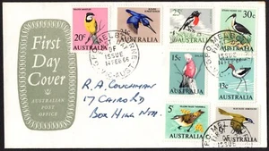 Australia 1966 moneda decimal Bird Definitive's conjunto de 8 escudo APO FDC, GC - Imagen 1 de 1