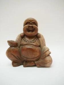 Buddha Glücksbuddha aus Holz in Handarbeit Indonesien Bali Höhe 120 mm - Picture 1 of 8