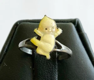 Antique Sterling Enamel Kewpie Doll Ring - Picture 1 of 4