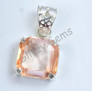 Ciondolo Argento Sterling 925 Zaffiro Padparadscha Naturale 30,00 Ct Certificato - Foto 1 di 11