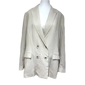 Target Womens Stone Beige Linen Blazer Jacket Lined Double Breasted Size 18 NWT - Picture 1 of 14