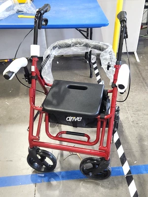 Drive Medical 795BU Duet Folding Transport Wheelchair Rollator Walker Burgundy - Image 1 of 4