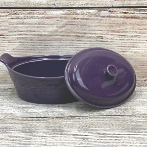 Longaberger Pottery Purple Casserole Dish Crock Pot with Lid Vitrified - Picture 1 of 9