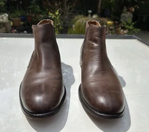 JOHN VARVATOS Italy Handmade Men Brown Leather Slip-On Ankle Boots 9.5M - Picture 1 of 17