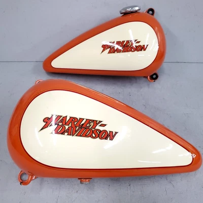 Harley-Davidson Softail Evo tanques divididos de gasolina naranja quemado crema personalizados 98620E-084 Foto 1 de 4
