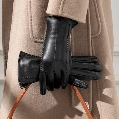 Ladies Womens Premium High Quality Genuine Soft Leather Gloves Fully Lined Warm - Image 1 of 4