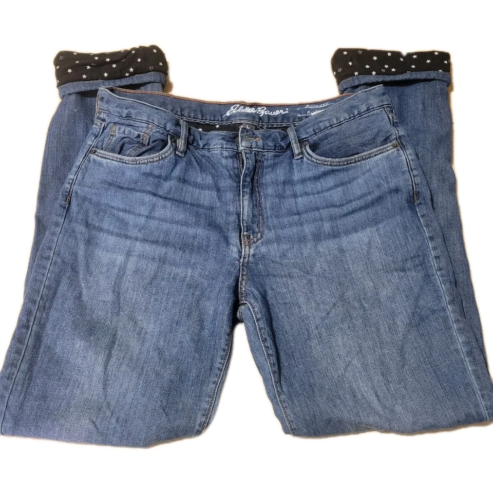 Eddie Bauer Pants Womens Flannel Lined T10 32x34 Boyfriend Relaxed Fit - Image 1 of 4