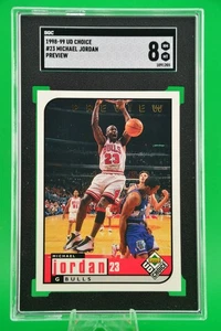 1998-99 Upper Deck Choice Preview #23 Michael Jordan Chicago Bulls HOF SGC 8 - Foto 1 di 2