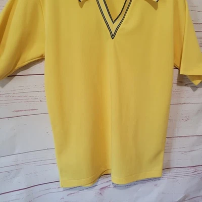 Vintage Unisex Golf Bowling Shirt Mens M Womens L Yellow Pointed Collar Short... - Image 1 of 4