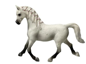 Schleich Horse Arabian Mare White Pink Ribbons 4" Tall with Black Legs Retired - Picture 1 of 8