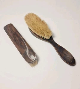 Pair Vintage Faux Tortoiseshell Celluloid Bristle Brushes - Bristle & Monofil - Picture 1 of 14