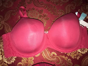 AMBRIELLE NWT ORGANIC COTTON FULL COVERAGE BRA RED BUD SIZE 46DD - Picture 1 of 2