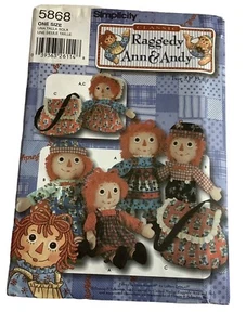 De colección 2002Simplicity 5868 Raggedy Ann & Andy 21" Muñeca Ropa Bolso Patrón Nuevo - Imagen 1 de 4