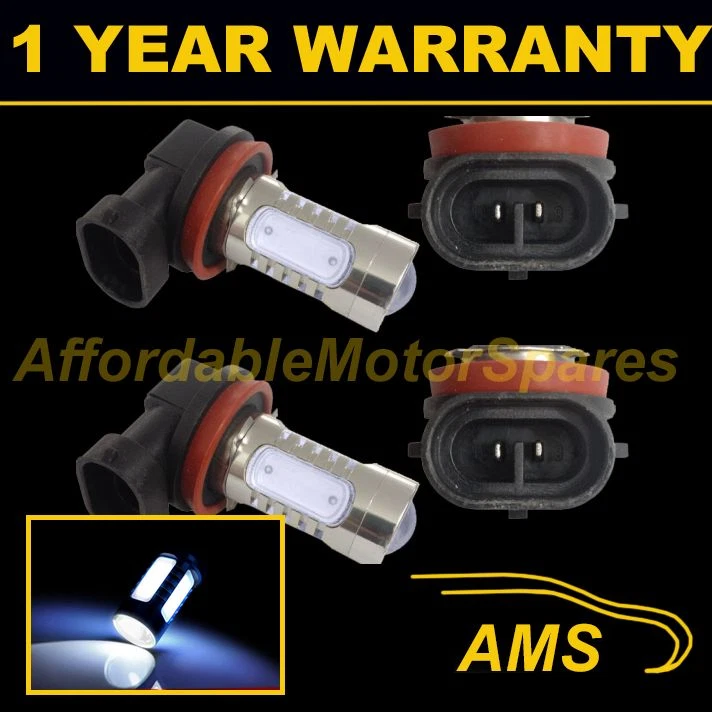 2X H8 WHITE LED FRONT MAIN HIGH BEAM LIGHT BULBS HIGH POWER XENON MB501501 - Image 1 of 1