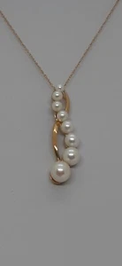 Freshwater Pearl Pendant 18" 14k Yellow Gold Rope Chain. Pearl Necklace LOVER - Picture 1 of 15