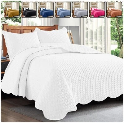 Luxury Bedspread Bedding Set 3 Piece Quilted Coverlet Bed Throw Queen King Size - Image 1 of 2