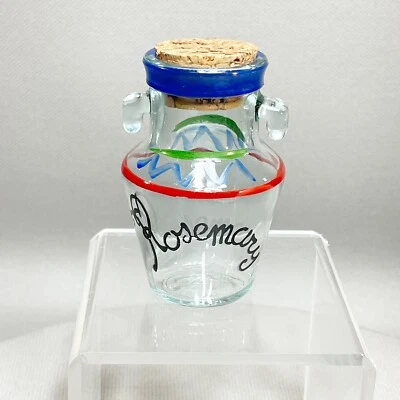 Glass Handpainted Rosemary Herb Jar With Cork - Image 1 of 4