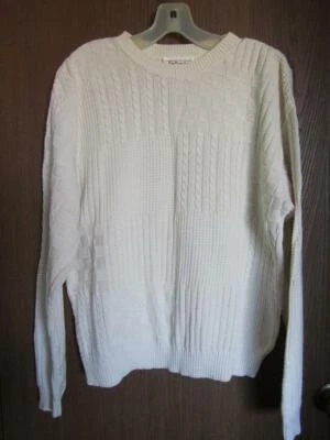 New Talbots Men’s White Ribbed Pattern Long Sleeves Sweater size L - Image 1 of 4