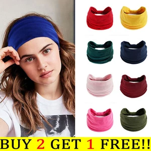 Women Yoga Wide Headband Ladies Elastic Fold Hair Band Sports Turban Head Wrap - Picture 1 of 59