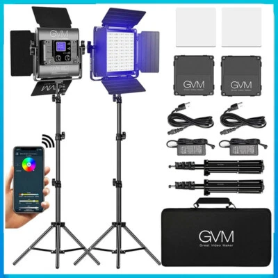 2 Pack GVM 800D-RGB Studio Video LED Photography Lighting Stand Kit APP Control - Image 1 of 4