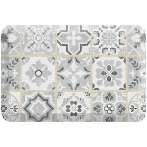 Kitchen Foam Mat Vintage Tile, 20" x 30", Grey - Picture 1 of 3