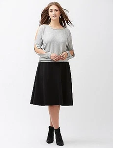 Lane Bryant Gray Bead Embellished Cold Shoulder Sweater 14/16 14W 16W 0X 1X - Picture 1 of 4