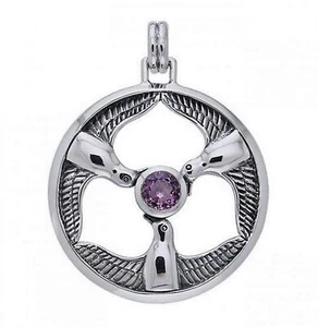Peter Stone plata 925 Rhiannon pájaros mágicos amuleto protector amatista nuevo comienzo - Imagen 1 de 4