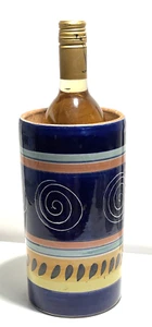 Pier 1 Italian Swirl Hand Painted Terracotta Utensil Holder/ Wine Chiller/ Vase - Picture 1 of 6