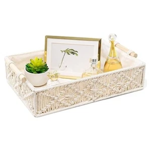Macrame Storage Basket with Cotton Lining Boho Decor Baskets - Picture 1 of 5